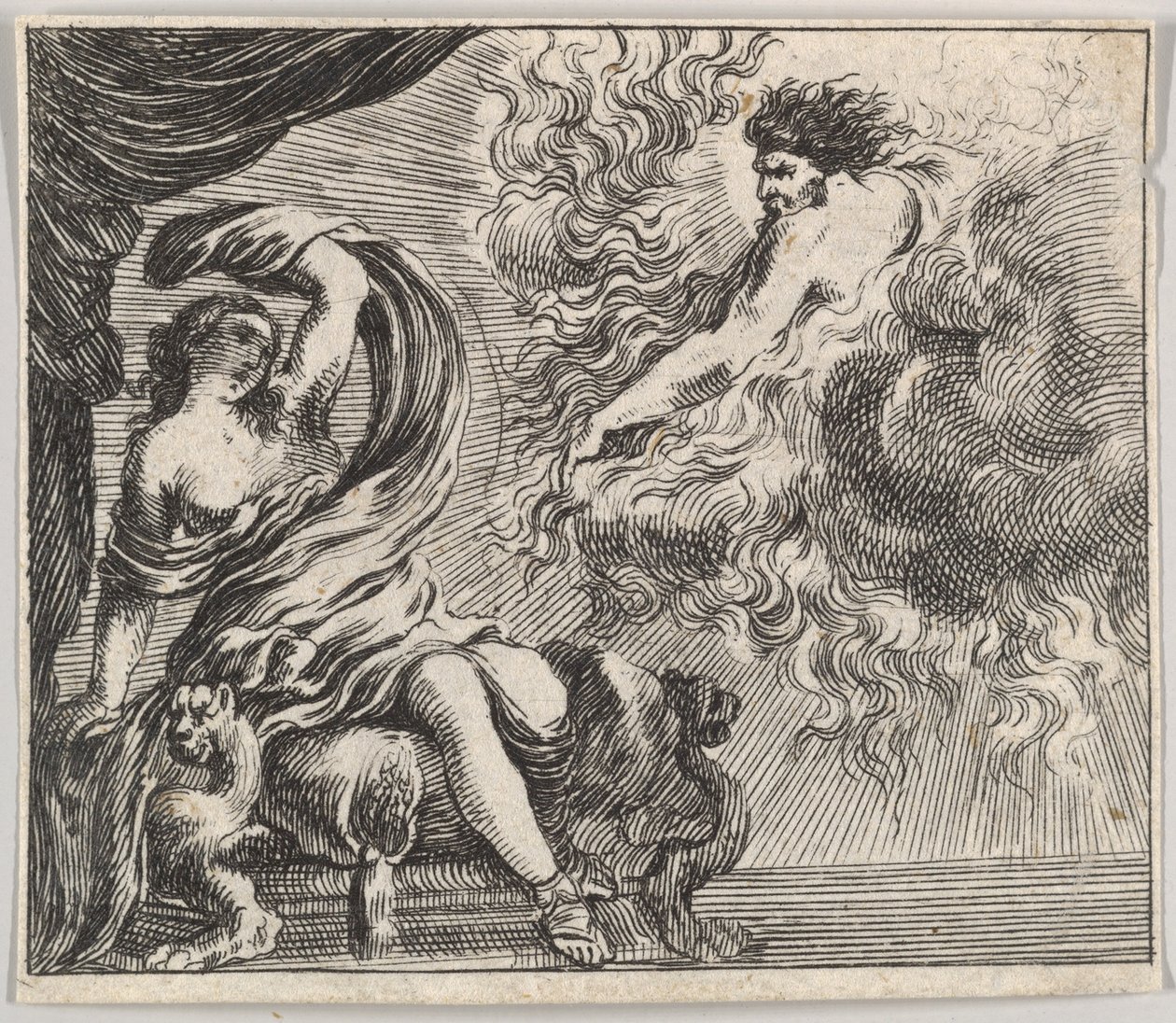 Jupiter i Semele, z Game of Mythology Jeu de la Mythologie, 1644. autorstwa Stefano della Bella