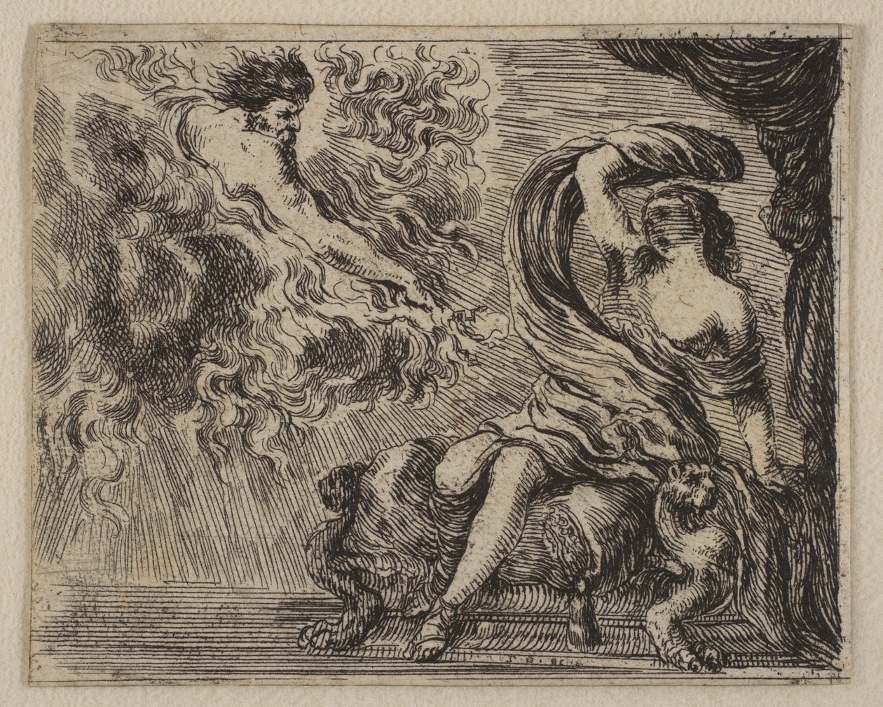 Jupiter i Semele, z Game of Mythology Jeu de la Mythologie, 1644. autorstwa Stefano della Bella