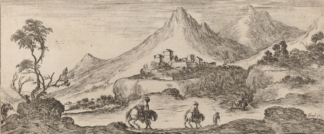Krajobraz z zamkiem, 1641. autorstwa Stefano della Bella