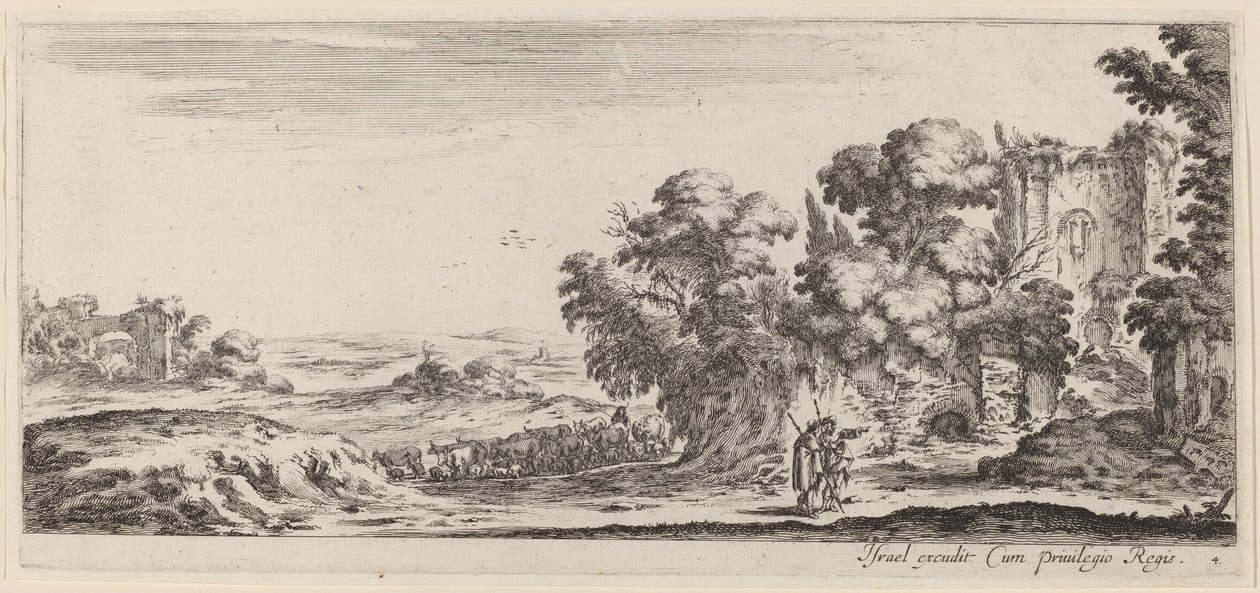 Krajobraz z ruinami, w roku 1647 lub wcześniej. autorstwa Stefano della Bella