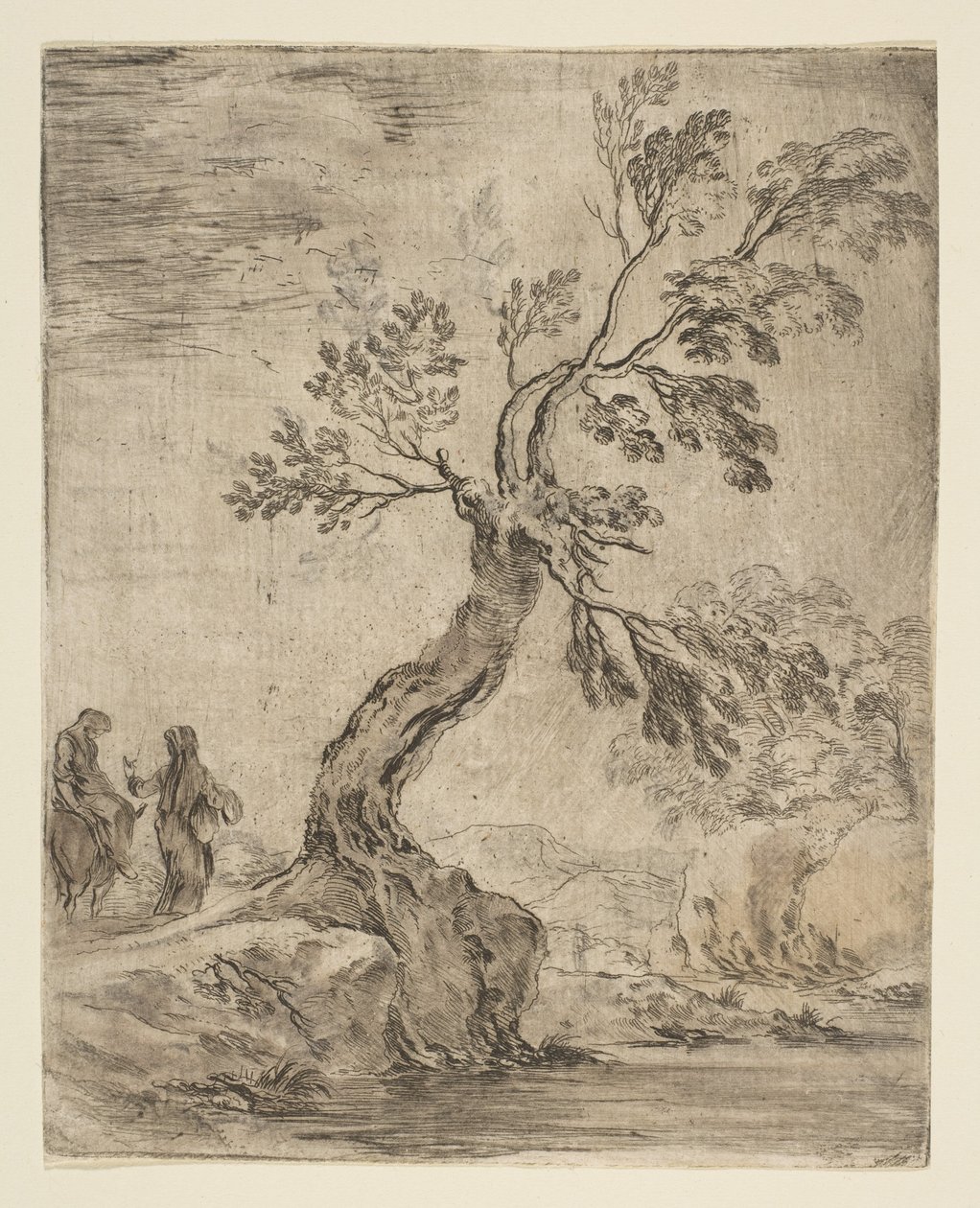 Krajobraz z dwiema kobietami, jedna na osiołku, ca. 1660. autorstwa Stefano della Bella