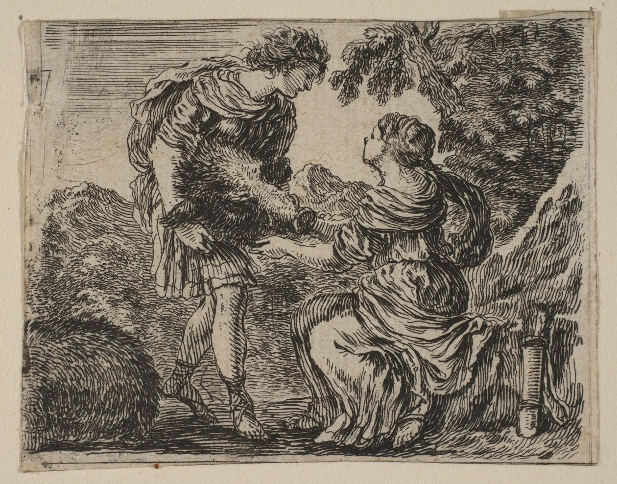 Meleager i Atalanta, z Game of Mythology Jeu de la Mythologie, 1644. autorstwa Stefano della Bella