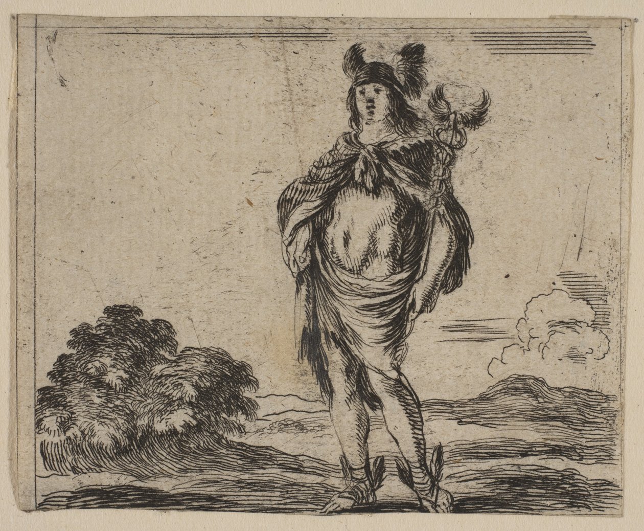 Merkury, z „Gry w mitologię” Jeu de la Mythologie, 1644. autorstwa Stefano della Bella