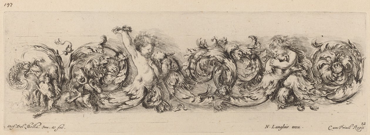 Fryz ozdobny z dziećmi i psami, prawdopodobnie 1648 r. autorstwa Stefano della Bella