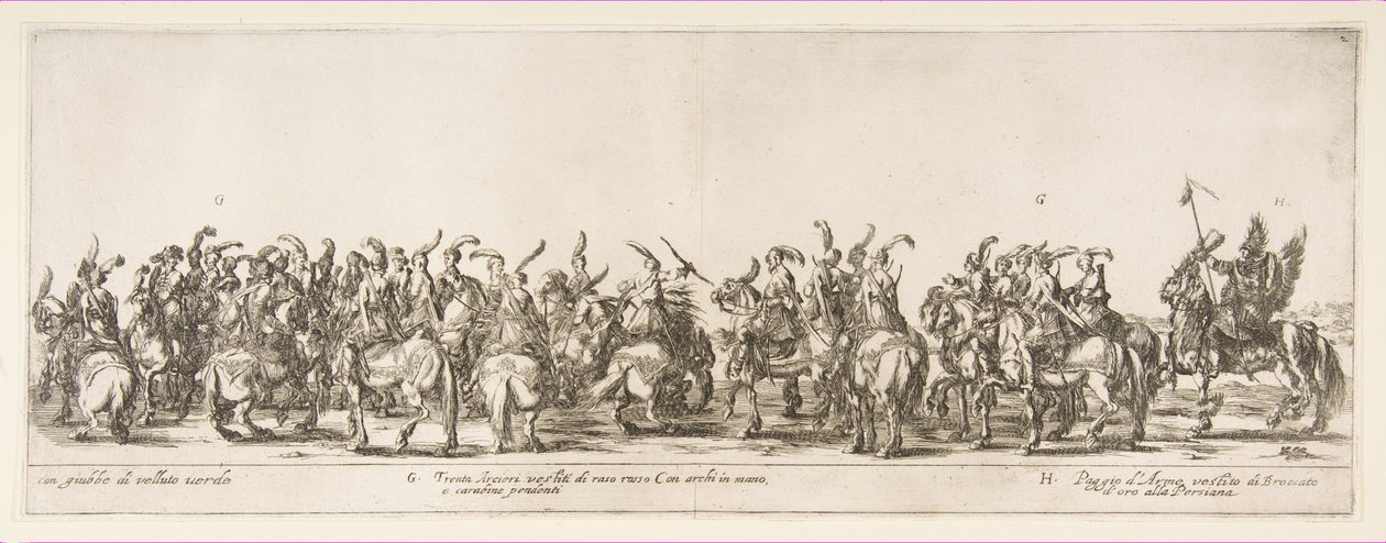 Część Wjazdu Poselstwa Polskiego G i H, 1633. autorstwa Stefano della Bella