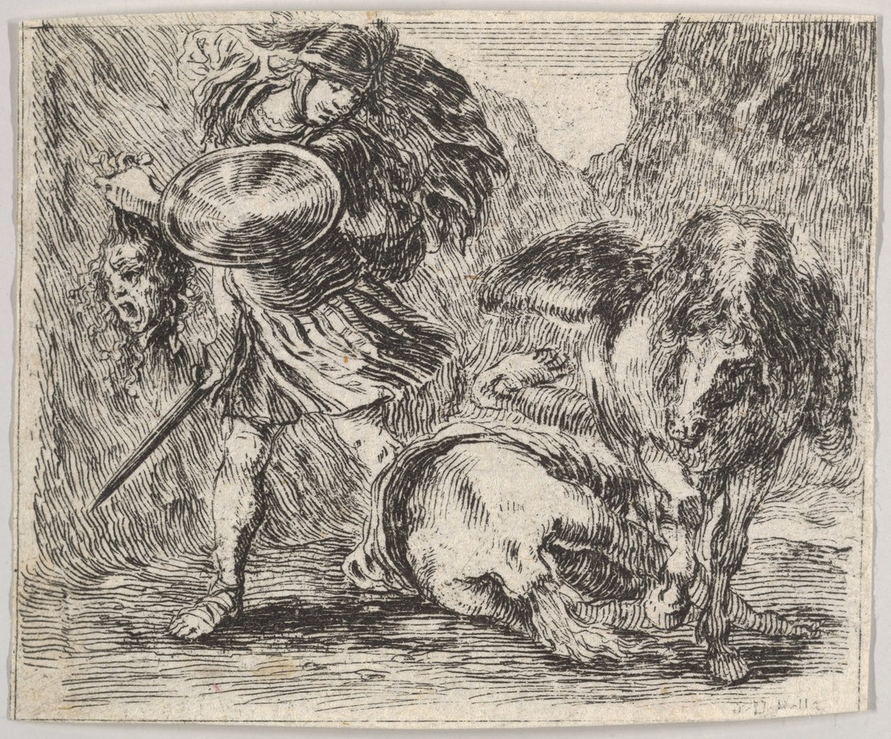 Perseusz i Meduza, z Game of Mythology Jeu de la Mythologie, 1644. autorstwa Stefano della Bella