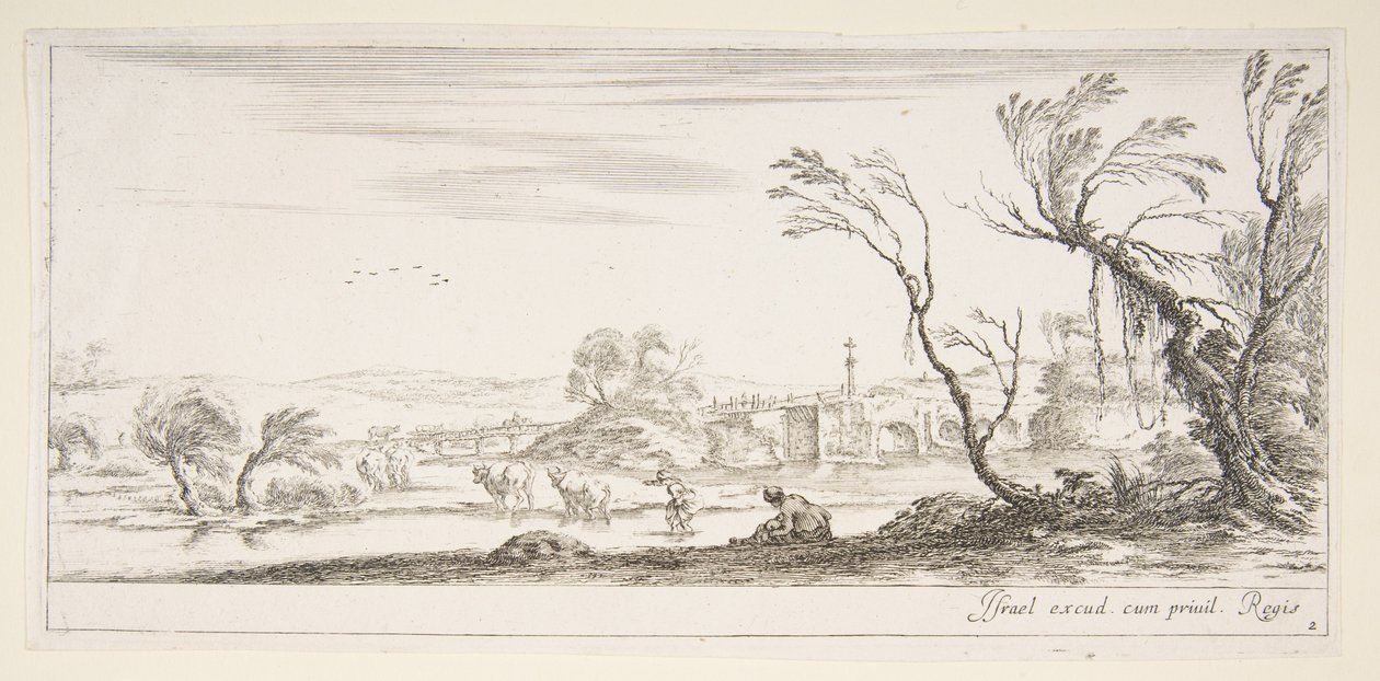 Ilustracja 2: pośrodku wieśniaczka zdejmująca buty, druga wieśniaczka i dwie k..., ok. godz. 1641. autorstwa Stefano della Bella