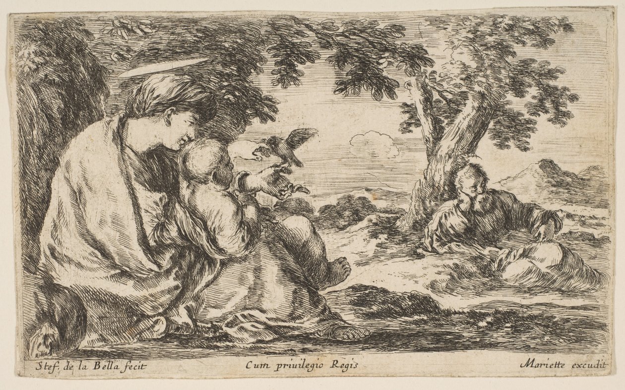 Odpocznij w locie do Egiptu, ok. godz. 1641. autorstwa Stefano della Bella