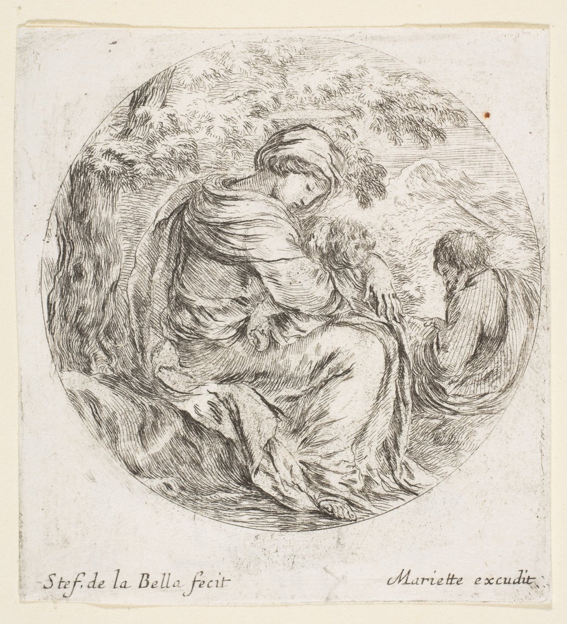 Odpocznij w locie do Egiptu, ok. godz. 1641. autorstwa Stefano della Bella