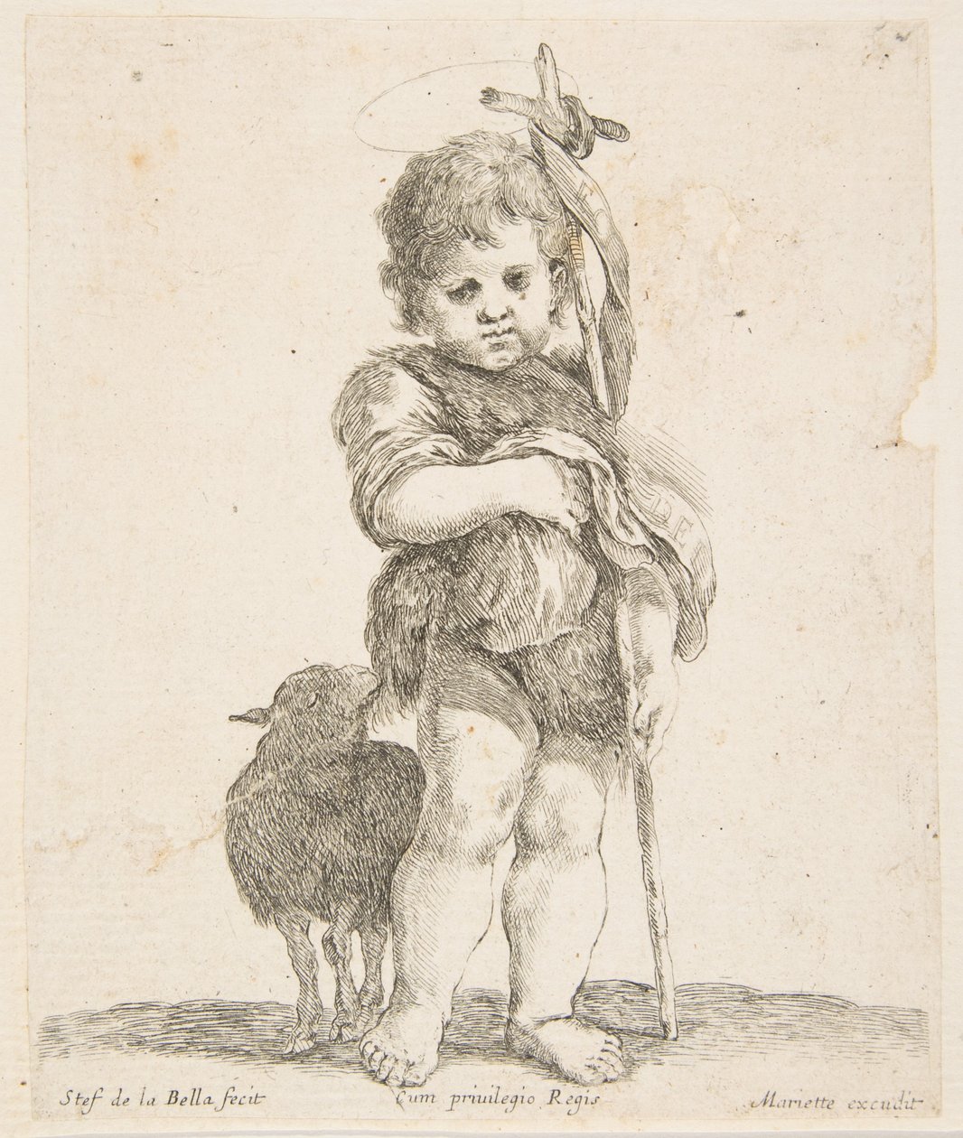 Św. Jan Chrzciciel trzymający złożoną szatę, ca. 1641. autorstwa Stefano della Bella