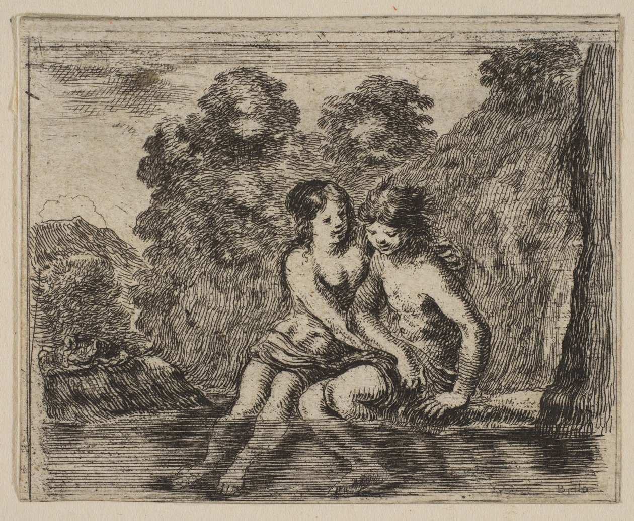 Salmacis i Hermafrodyta, z Game of Mythology Jeu de la Mythologie, 1644. autorstwa Stefano della Bella