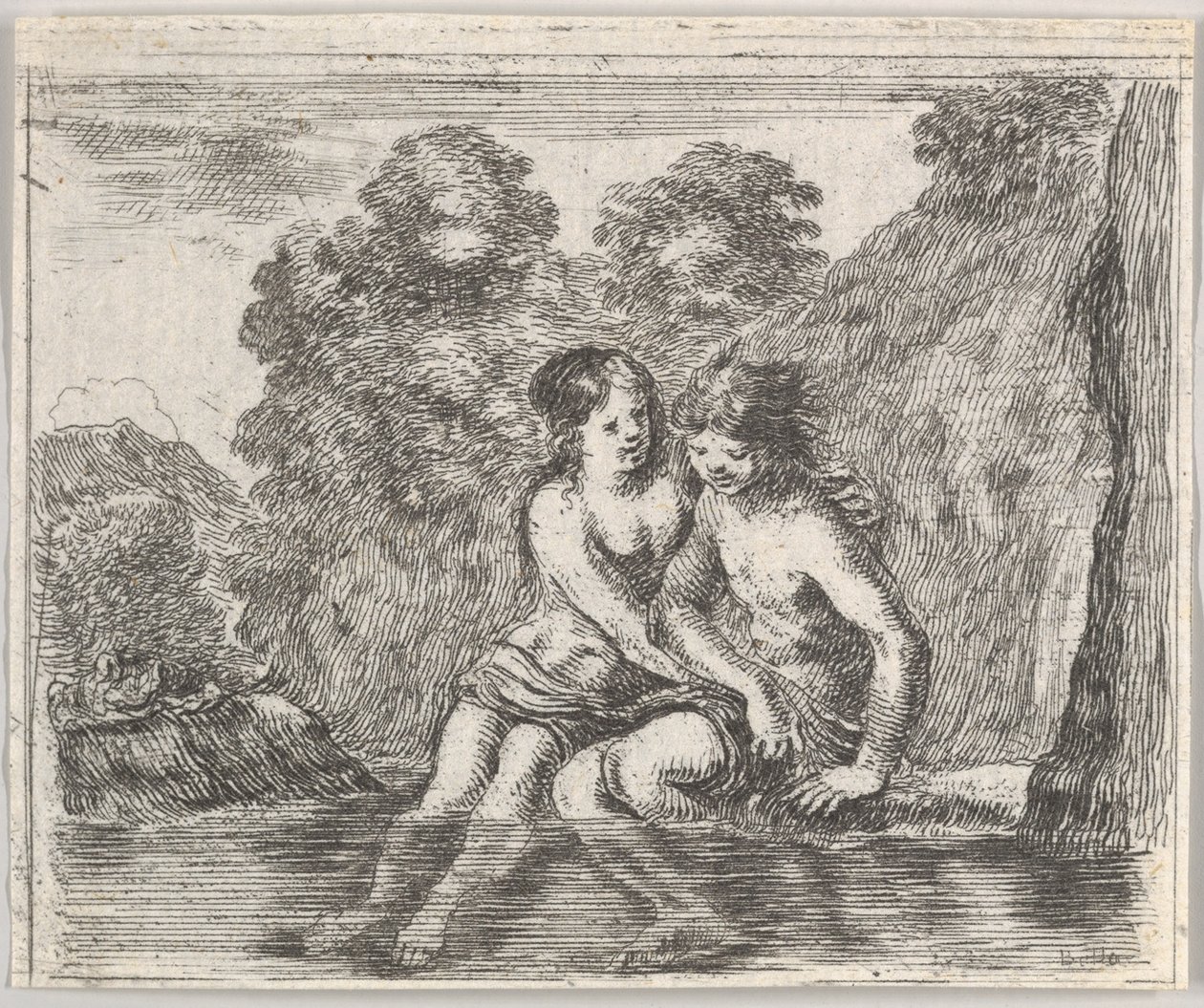 Salmacis i Hermafrodyta, z Game of Mythology Jeu de la Mythologie, 1644. autorstwa Stefano della Bella