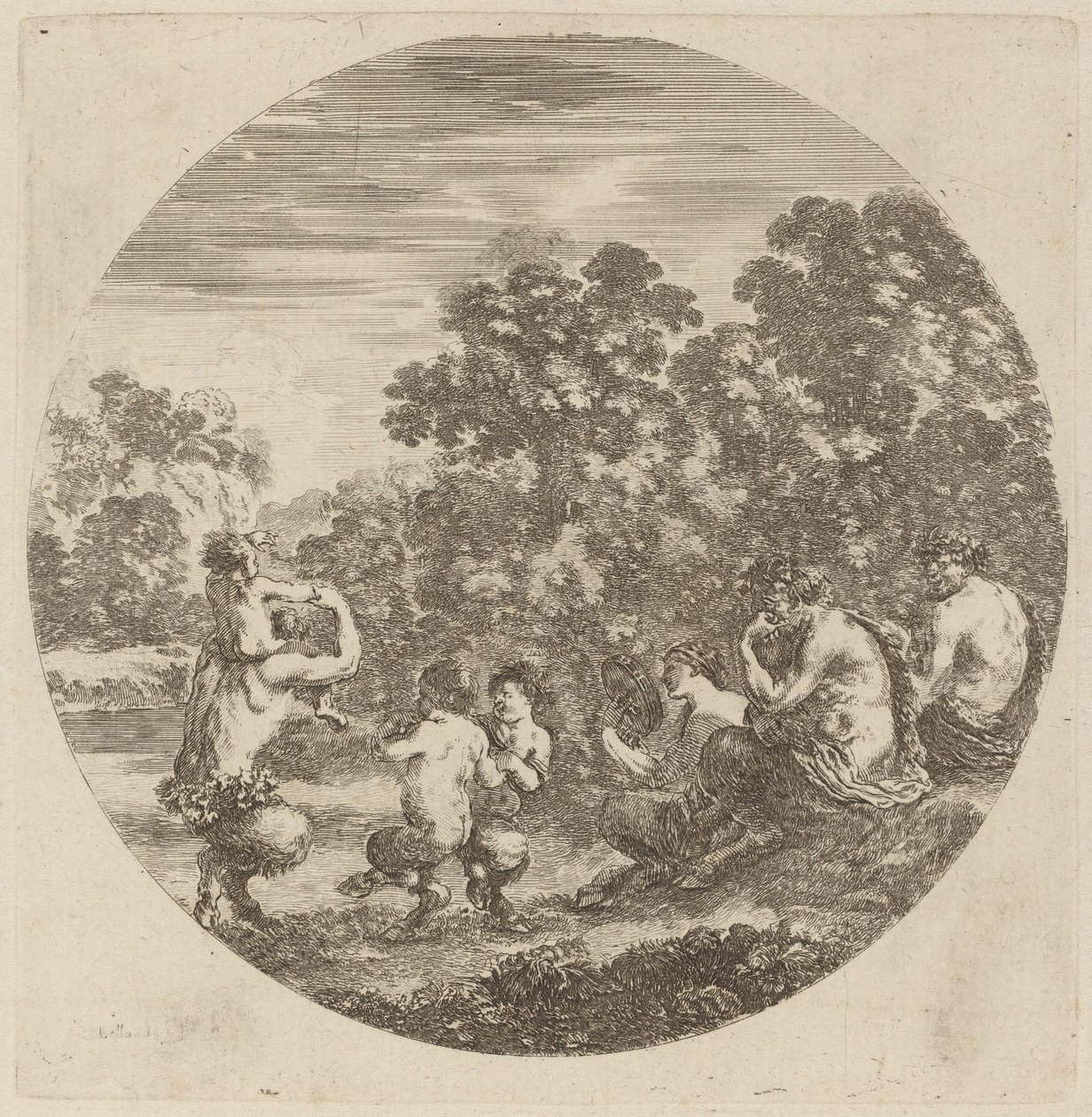 Satyry i Faun autorstwa Stefano della Bella