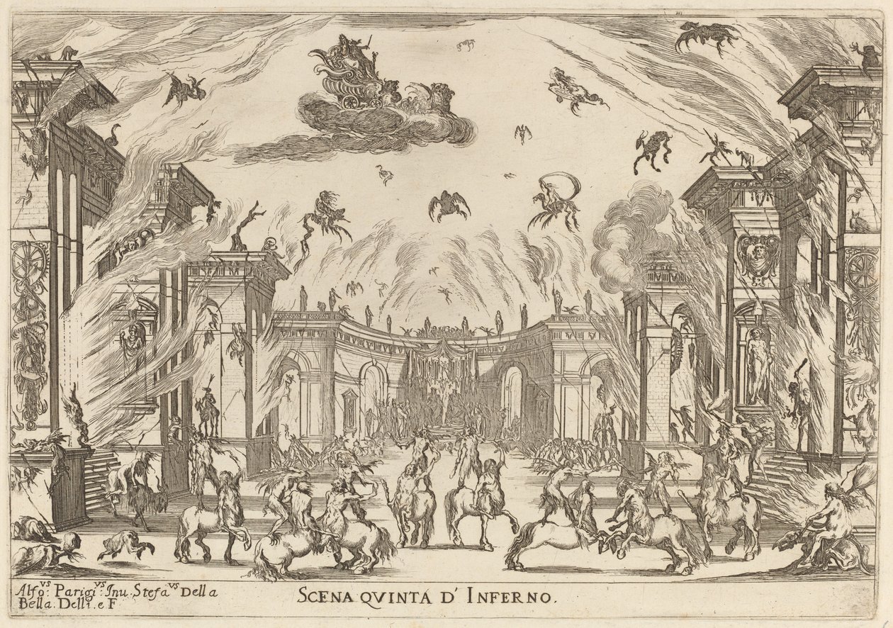 Piąta scena piekła, 1637. autorstwa Stefano della Bella