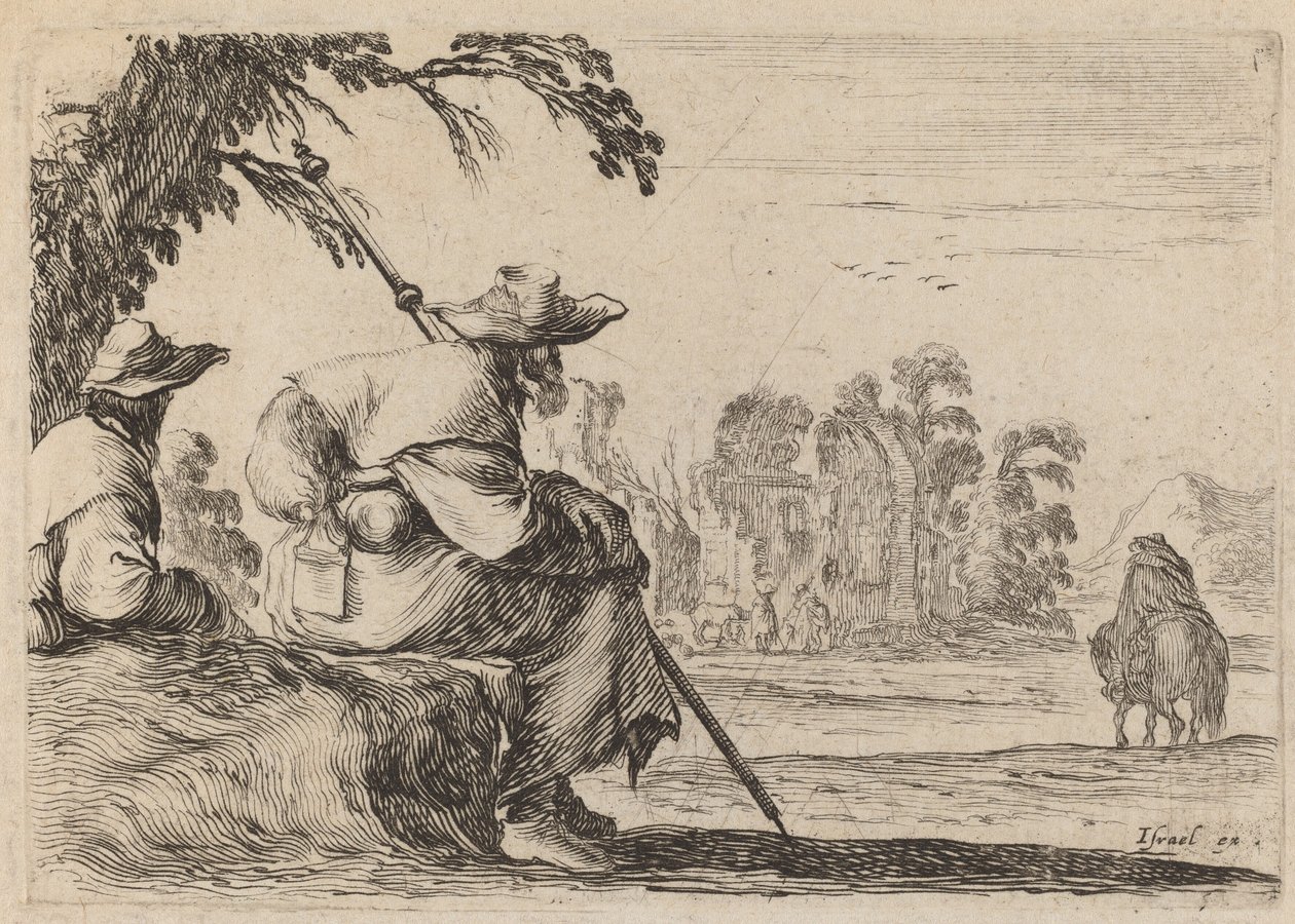 Siedzący pielgrzymi, 1642. autorstwa Stefano della Bella