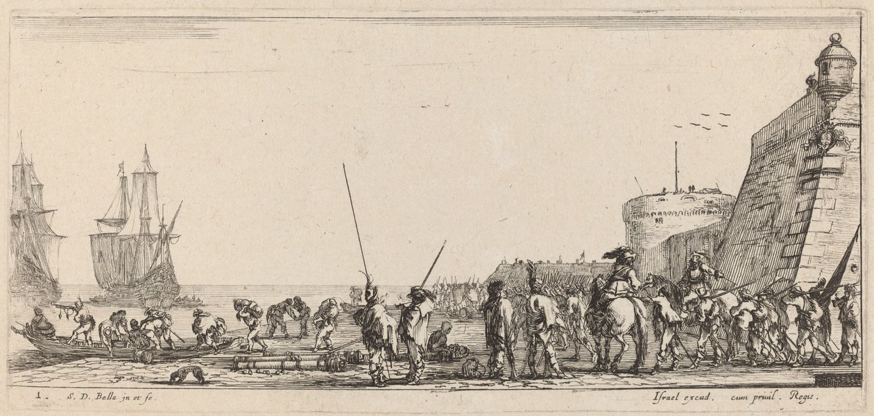 Żołnierze nadzorujący załadunek, 1644. autorstwa Stefano della Bella