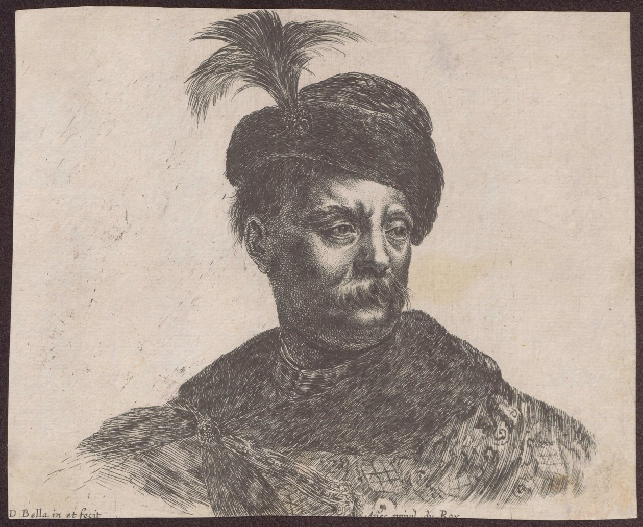 Studium polskiego szlachcica ujętego w popiersiu, z cyklu "Principii del disegno" autorstwa Stefano della Bella