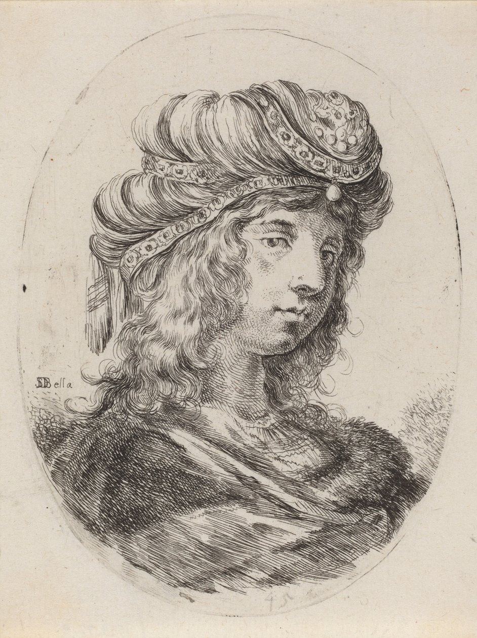 Sułtanka w turbanie z paskami, zwrócona w prawo, 16491650. autorstwa Stefano della Bella