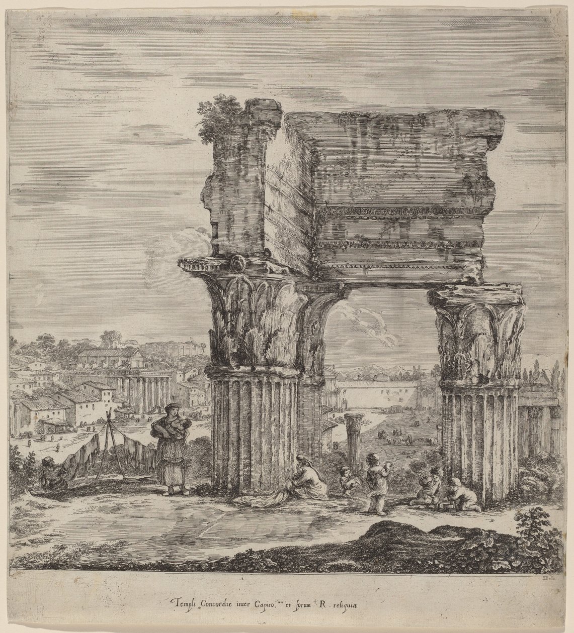 Świątynia Zgody i Forum Romanum autorstwa Stefano della Bella