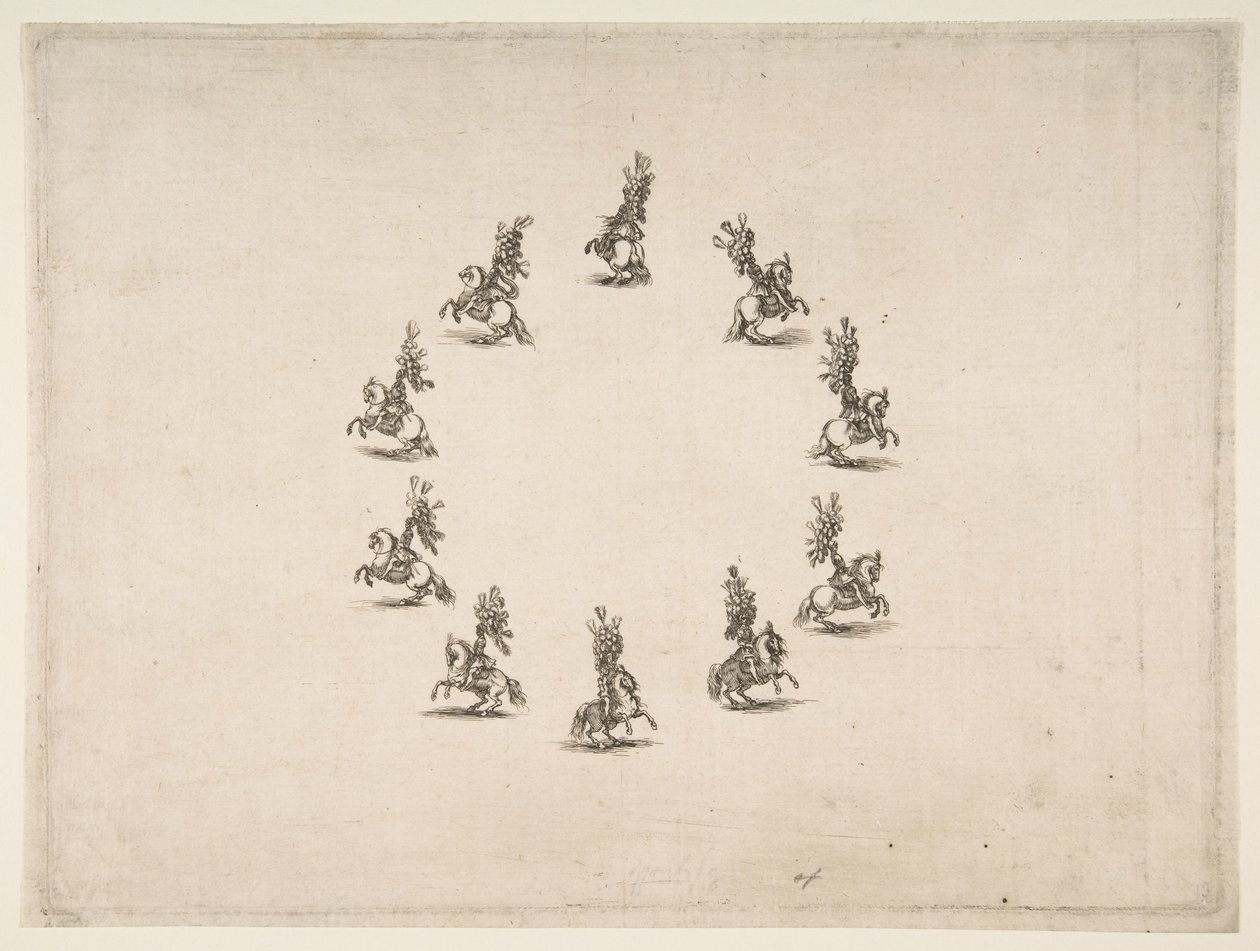 Dziesięciu kawalerzystów tworzących krąg, 1652. autorstwa Stefano della Bella