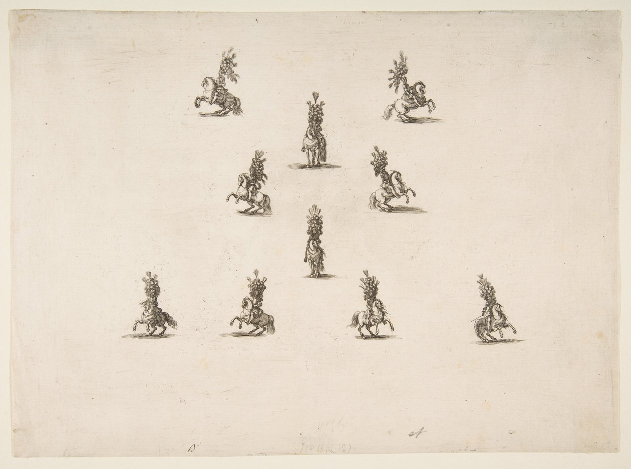 Dziesięć kawalerzystów, w tym pięć tworzących V, 1652. autorstwa Stefano della Bella