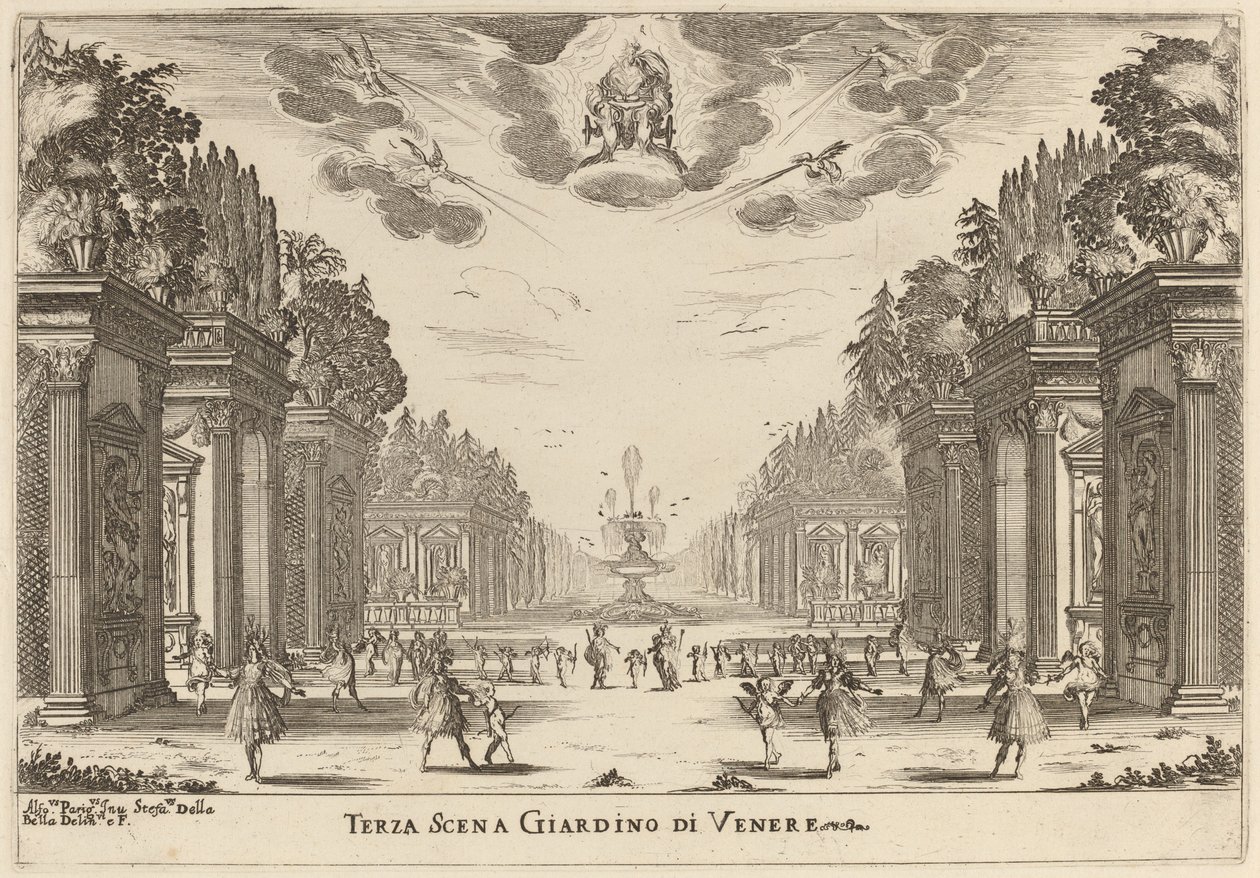 Trzecia scena Giardins z Wenus autorstwa Stefano della Bella