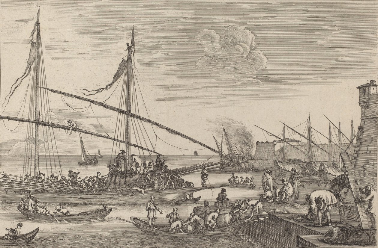 Fortyfikacje w Livorno, prawdopodobnie ok. 16541655. autorstwa Stefano della Bella