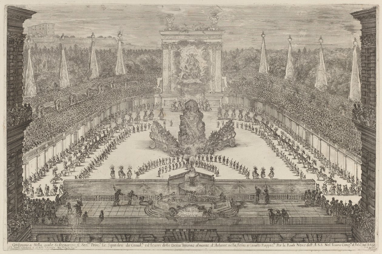 Książę Toskanii, jego oddziały konne i powozy wokół góry Atlas, 1661. autorstwa Stefano della Bella