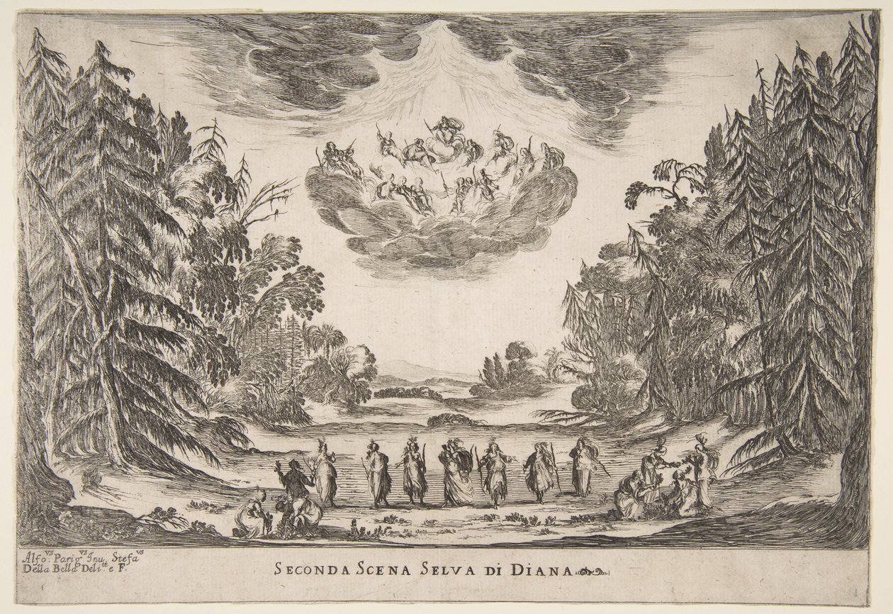 Wesele bogów: scena druga, Diana, 1637. autorstwa Stefano della Bella