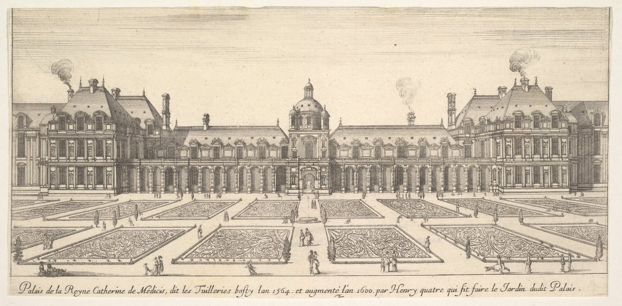 Pałac Katarzyny Medycejskiej, zwany Tuilleries, z różnych poglądów uwagi..., 1649-51. autorstwa Stefano della Bella
