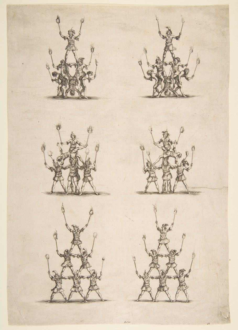 36 akrobatów w sześciu grupach, 1652. autorstwa Stefano della Bella