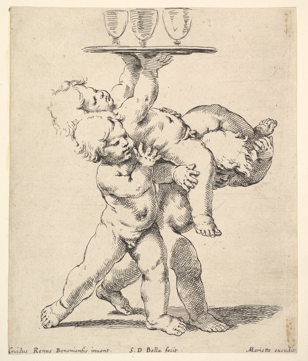 Troje dzieci niosących tacę, ca. 1638. autorstwa Stefano della Bella