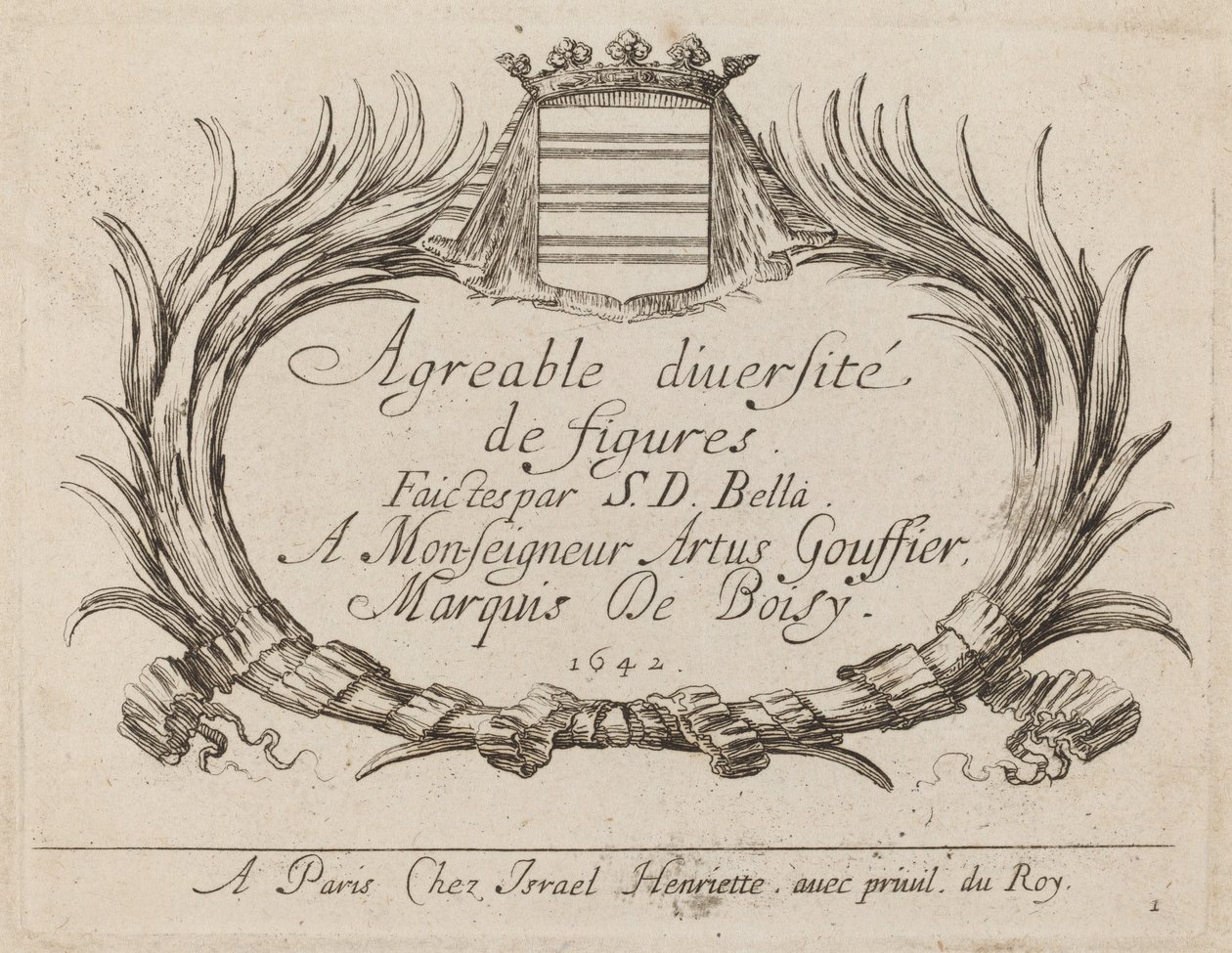 Strona tytułowa dla Agreable Diversity of Figures, 1642. autorstwa Stefano della Bella
