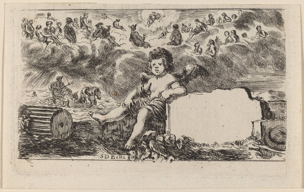 Strona tytułowa do gry w mitologię, 1644. autorstwa Stefano della Bella