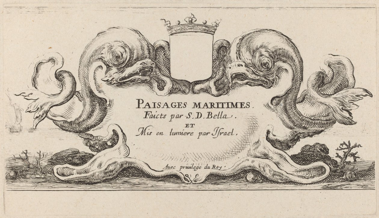 Strona tytułowa dla Paysages marines, 1644. autorstwa Stefano della Bella