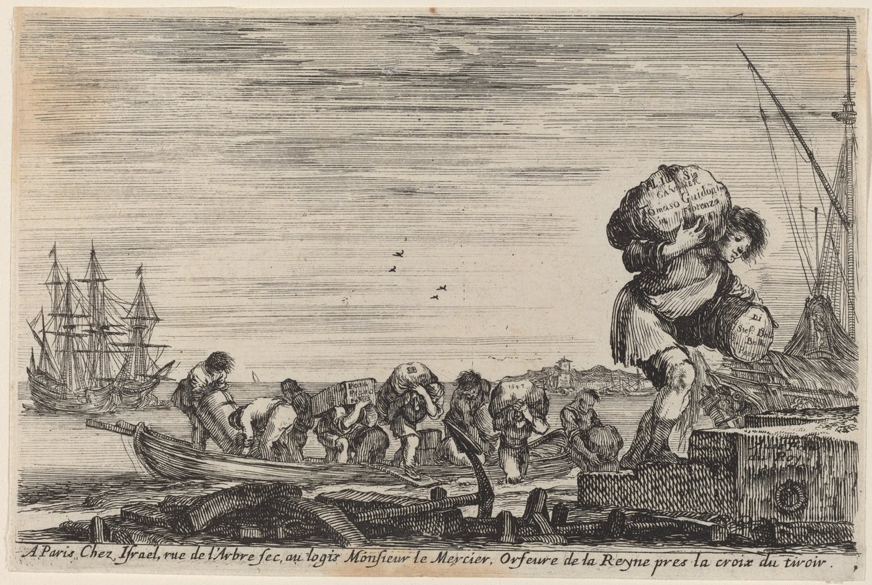 Strona tytułowa widoków portów morskich, 1647. autorstwa Stefano della Bella