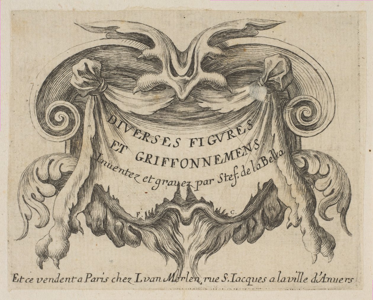 Strona tytułowa, z „Różne figury i gryzmoły” Diverses figures et griffonnemens, ca. 1646 autorstwa Stefano della Bella