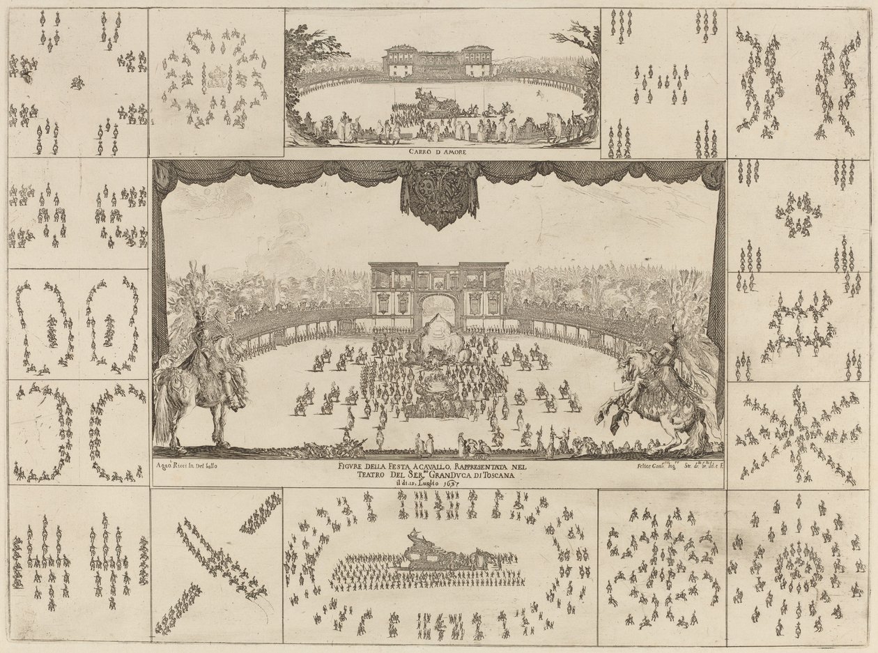 Turniej rozegrany we Florencji na ślub wielkiego księcia Ferdynanda II, 1637. autorstwa Stefano della Bella