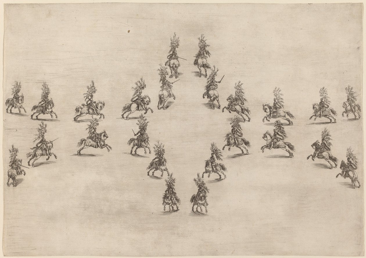 Dwudziestu czterech kawalerzystów w owalu, 1652. autorstwa Stefano della Bella