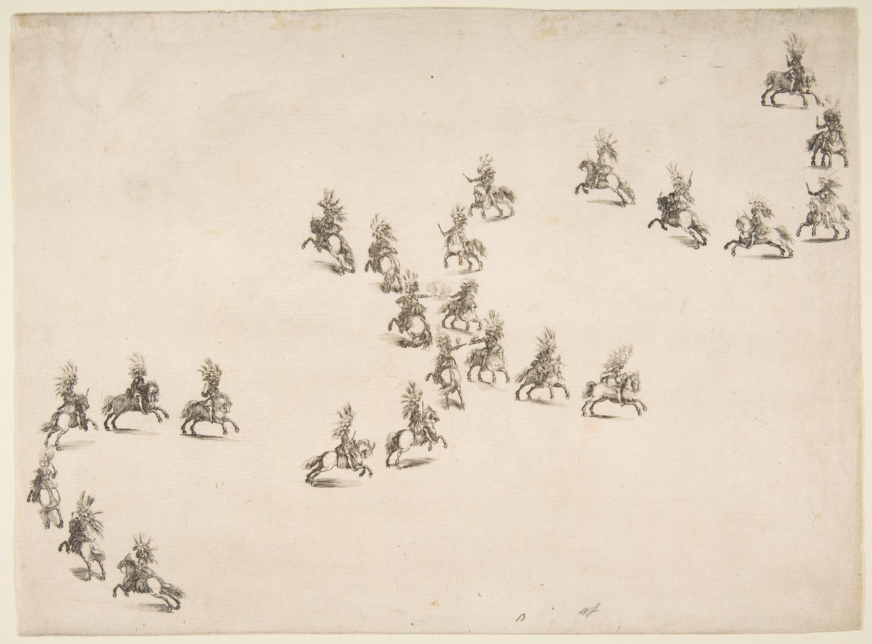 Dwudziestu czterech kawalerzystów tworzą podwójne S, 1652. autorstwa Stefano della Bella