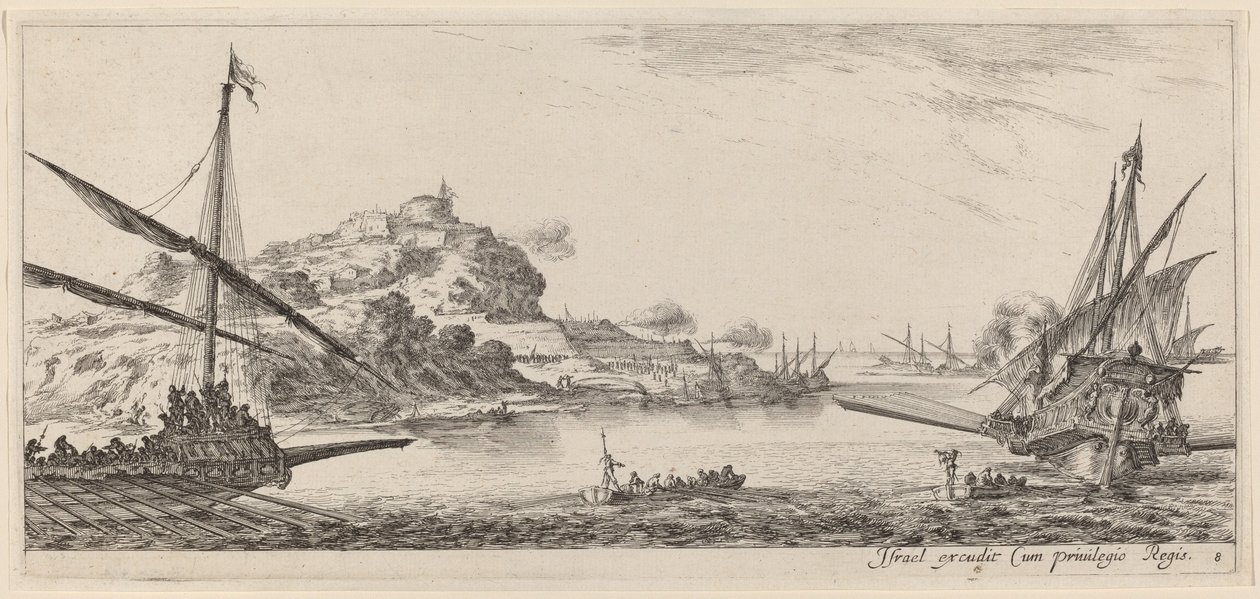 Dwie galery i ich wodniaki w roku 1647 lub wcześniej. autorstwa Stefano della Bella