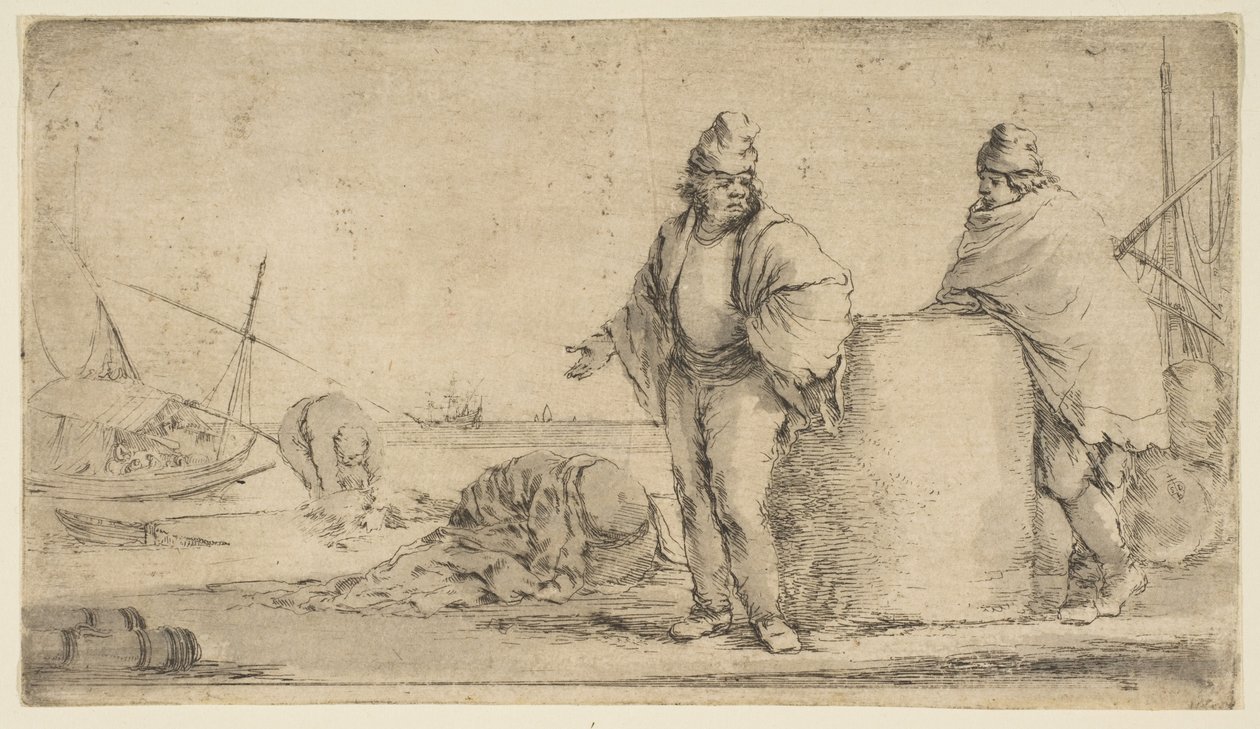 Dwóch marynarzy z belą towaru, ok. 2 tys. 1662. autorstwa Stefano della Bella