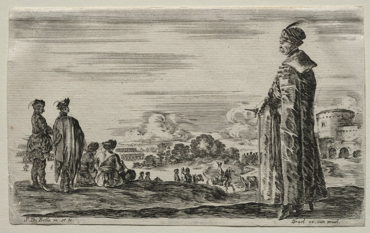 Różne postacie i pejzaże: grupa dżentelmenów polskich, 1649. autorstwa Stefano della Bella