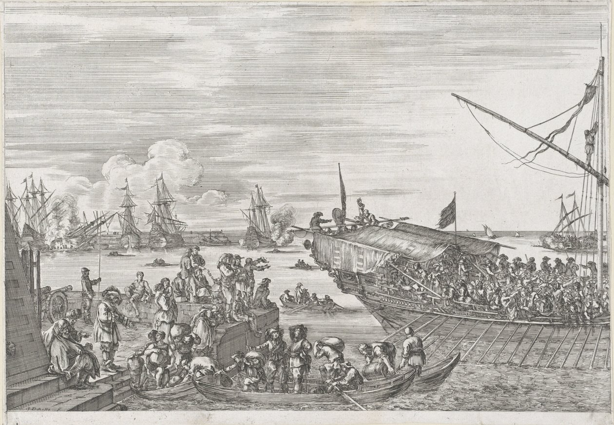 Wypłynięcie statku kuchennego w porcie Livorno Port w Livorno (tytuł serii) Vues de port de Livourne (tytuł serii) autorstwa Stefano della Bella