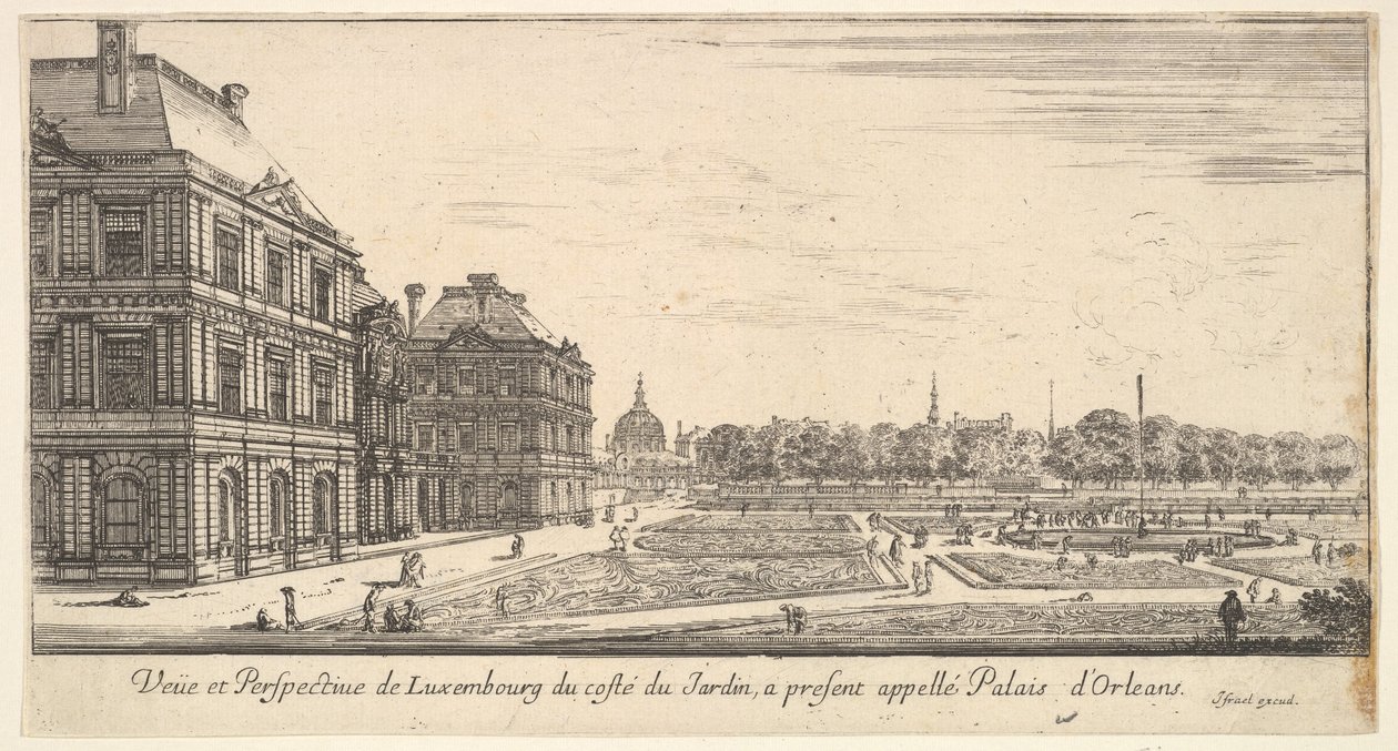 Widok Luksemburga od strony ogrodu Palais dOrleans, z różnych widoków..., 1649-51. autorstwa Stefano della Bella