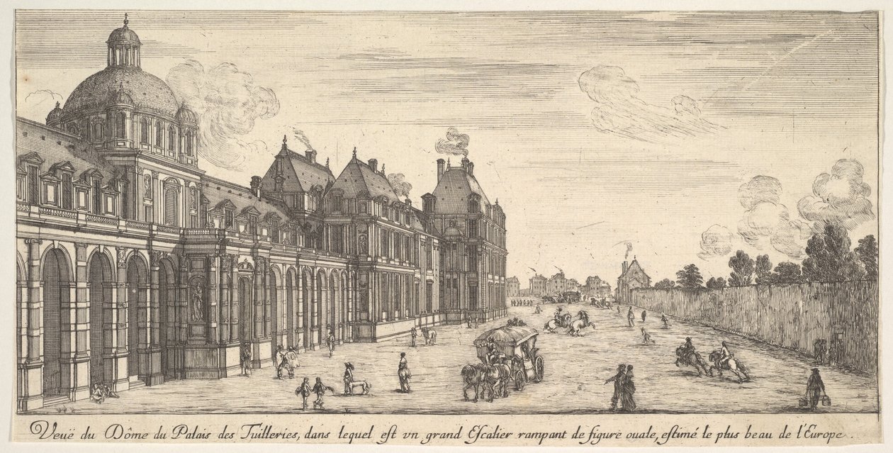 Widok na kopułę Pałacu Tuilleries z różnych widoków niezwykłej pla..., 1649-51. autorstwa Stefano della Bella