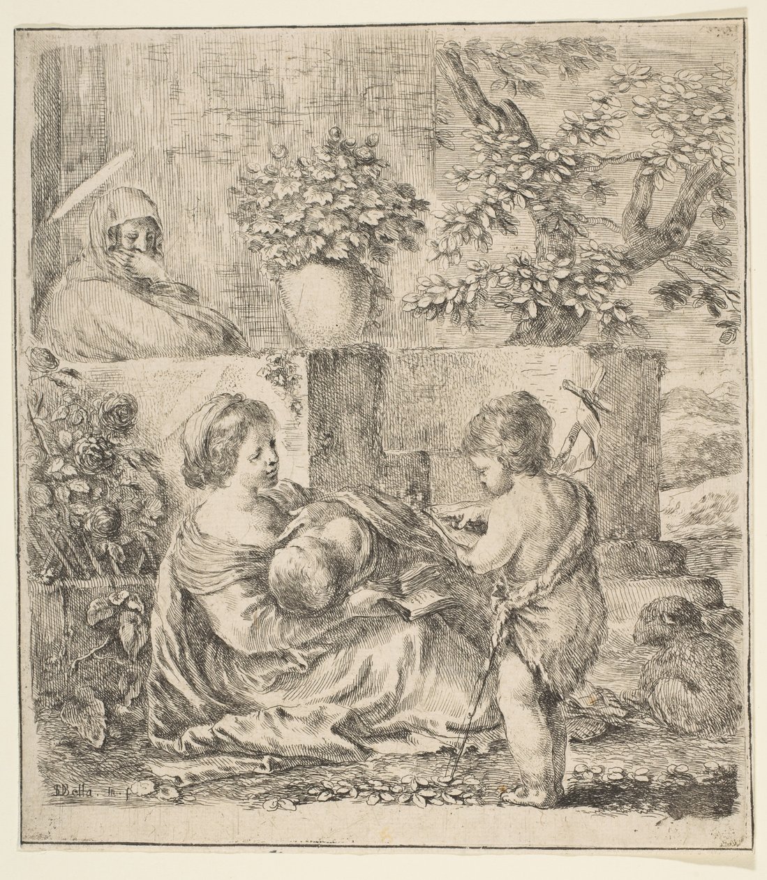 Dziewica z Dzieciątkiem ze św. Janem Chrzcicielem i św. 1641. autorstwa Stefano della Bella