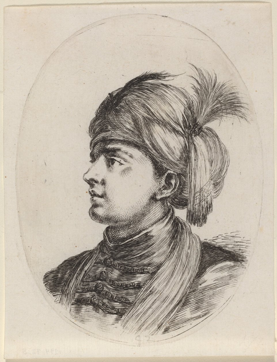 Młody Maur w pierzastym turbanie, zwrócony w lewo autorstwa Stefano della Bella