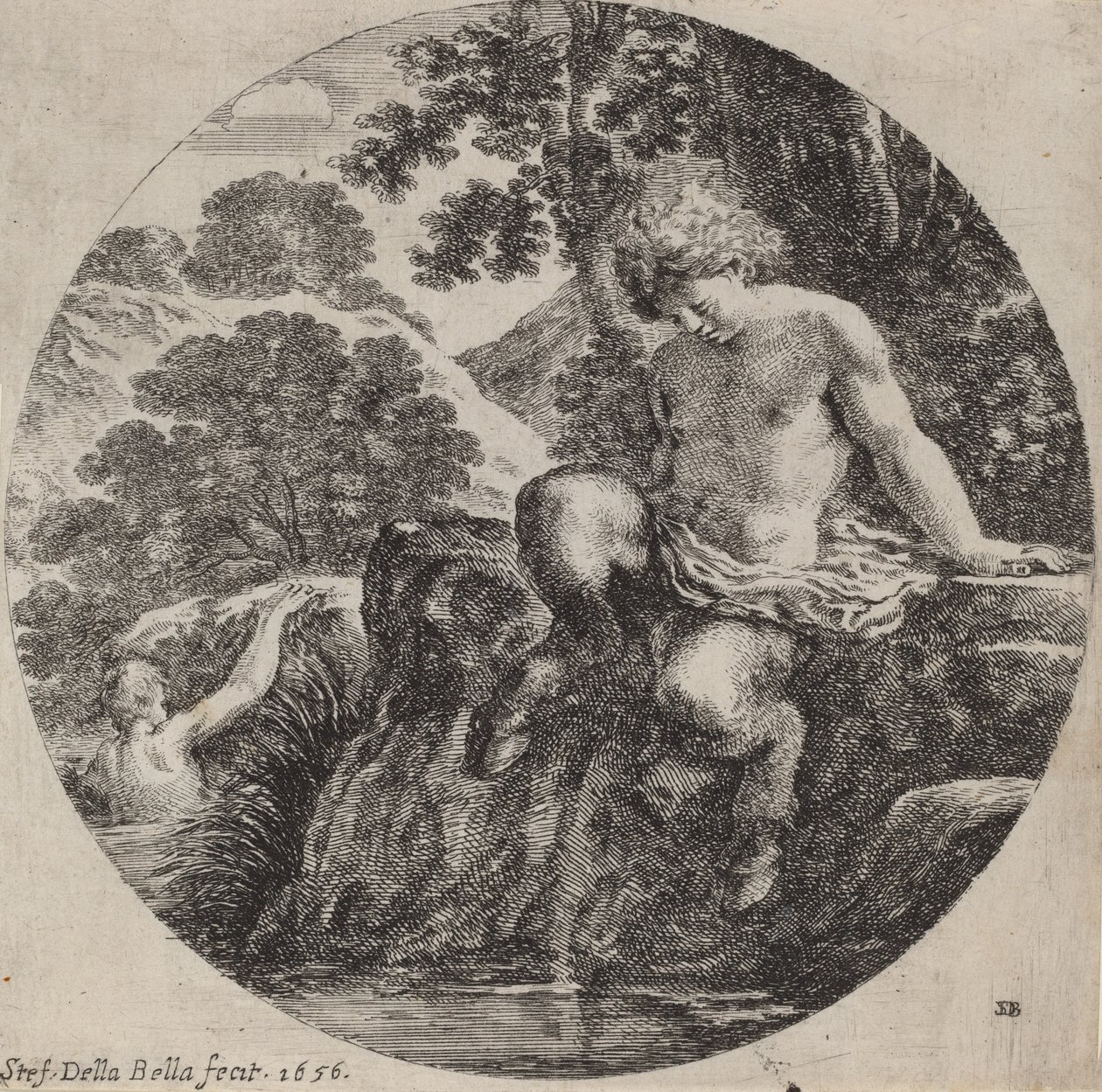Młody satyr nad brzegiem potoku, 1656. autorstwa Stefano della Bella