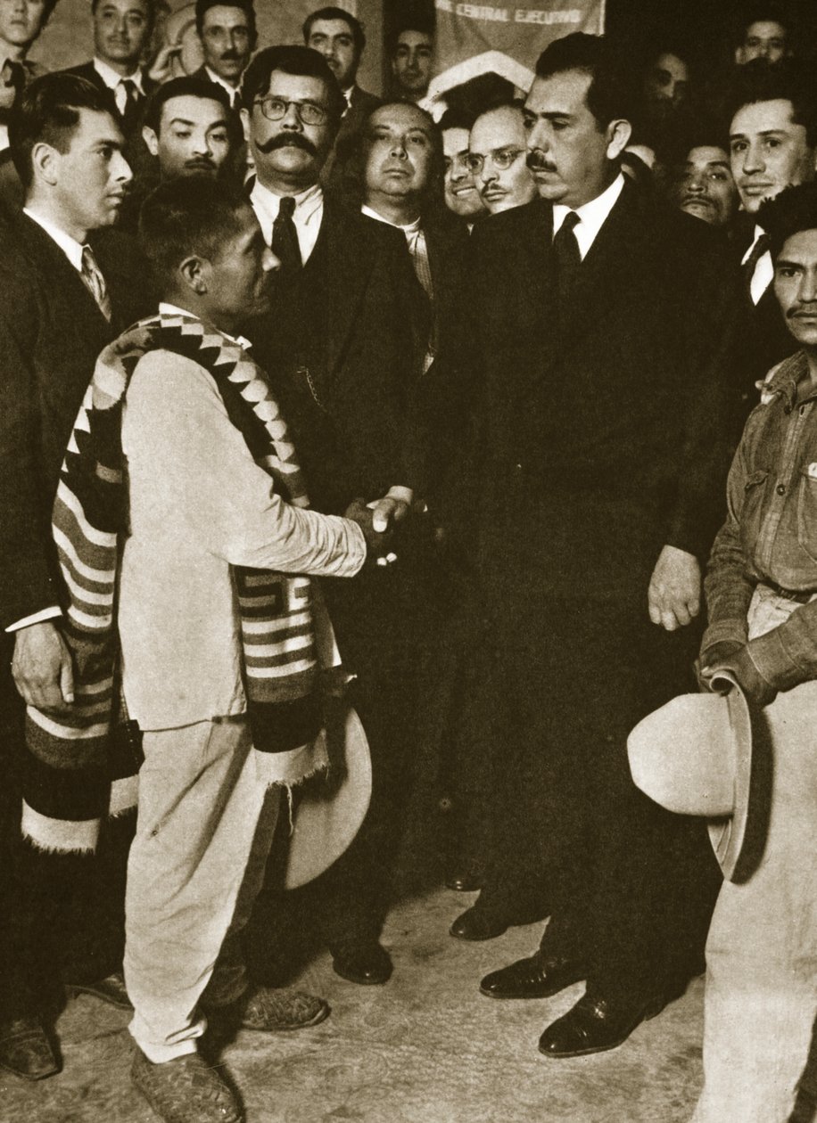 Lazaro Cardenas na delegacji indyjskiej, lata 30. (bw photo) autorstwa Steinheimer